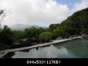 the bath and the view on the volcano